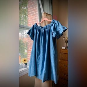 Jean off the shoulder mini dress